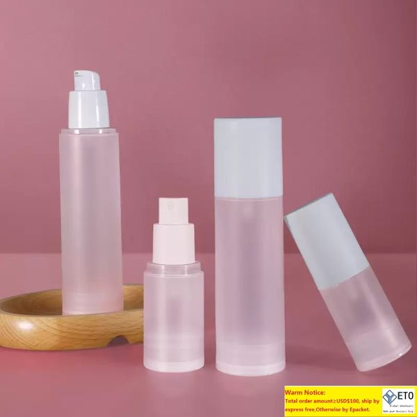 Gefrostete Airless-Sprühpumpflaschen aus PP-Kunststoff mit weißem Deckel für Hautpflege-Serumlotion 15 ml, 20 ml, 30 ml, 50 ml, 80 ml, 100 ml, Reisegröße