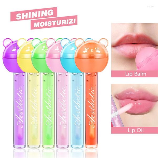 Lip Gloss 2 em 1 fofo Lollipop Lipgloss hidratante Candy Magice