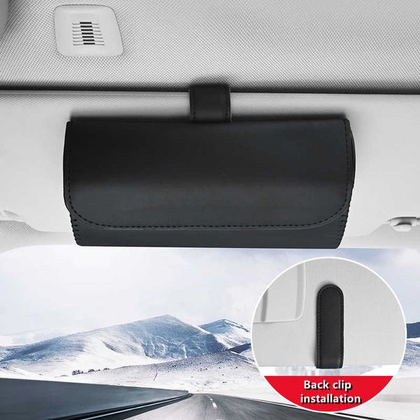 Astucci per occhiali da sole Borse Visiera per auto Astuccio per occhiali da sole Gancio per clip Chiusura magnetica Porta occhiali da sole Portaoggetti in pelle PU Porta occhiali per interni auto J230328