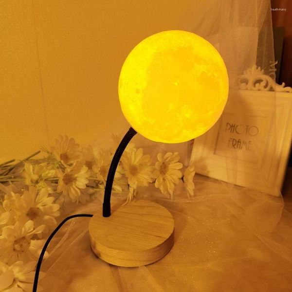 Luci notturne Luce notturna nordica Artigianato Illuminazione domestica in legno massello Decorazione Lampada da tavolo Comodino per camera da letto per bambini