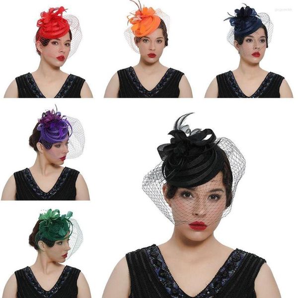 Boinas fascinadoras de casamento Top Hat Hat Race Ascot Raça Fascinadora Chaputa Cocktail Tea Party Feather Flor Faixa da cabeça da cabeça