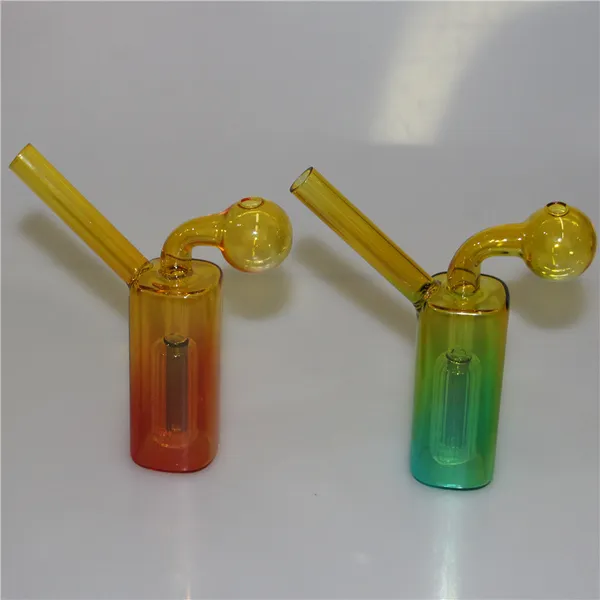 Mini bruciatore a olio in vetro Bong tubi dell'acqua con riciclatore Dab Rig Bong a mano spesso Pyrex inebriante vetro narghilè collettore di cenere chiodo banger al quarzo