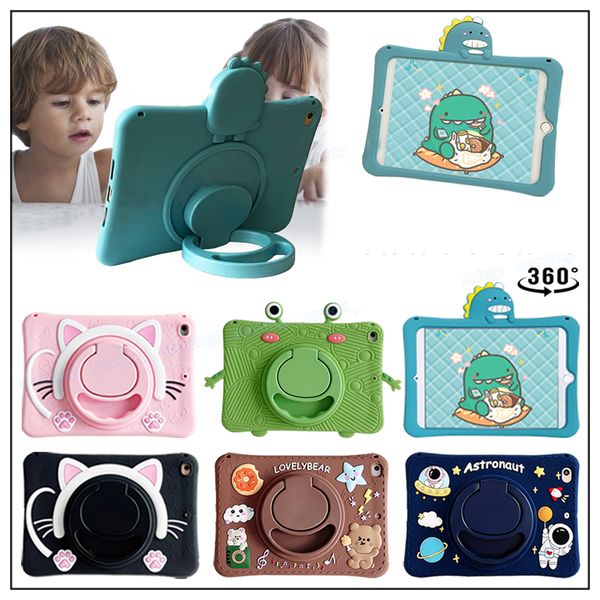 Capas infantis de desenho animado para Samsung Galaxy Tab A8 10.5 A 8.0 10.1 A7 S6 Lite 360 Rotação Kickstand Suporte de mão Capa de silicone macio para tablet com cordão para presente para meninas meninos mulheres