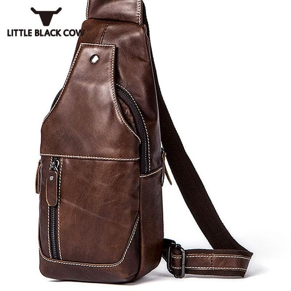 Marsupi Fashion Mens Motor Biker Leather Chest Pack Piccola borsa Casual High Street Crossbody Borsa per cellulare Borsa da imballaggio