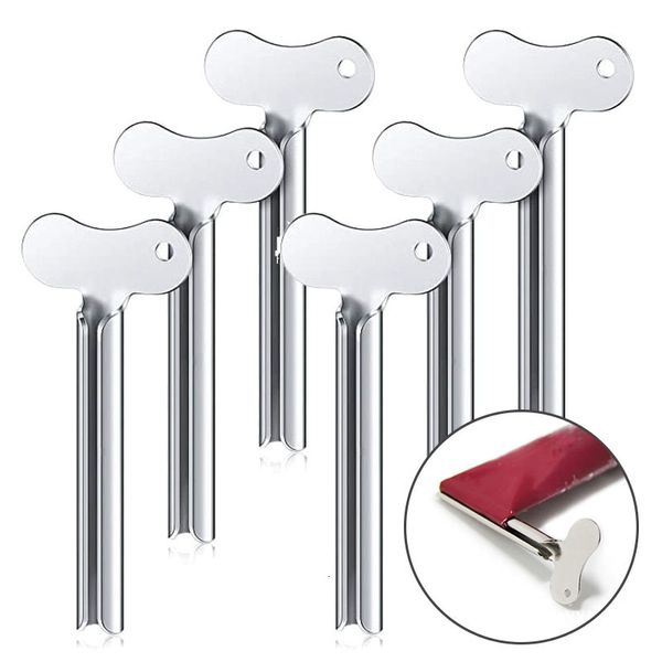 Portaspazzolini 5pcs Acciaio inossidabile Dentifricio Spremiagrumi Detergente Dentifricio Dispenser Spremiagrumi Strumenti per tubi Accessori da bagno in metallo 230327