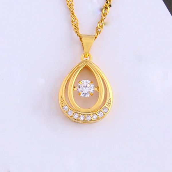 Collane con ciondolo a goccia catena da donna intarsiata con zirconi cubici in oro giallo 18 carati riempita classica elegante ragazza gioielli regalo ciondolo