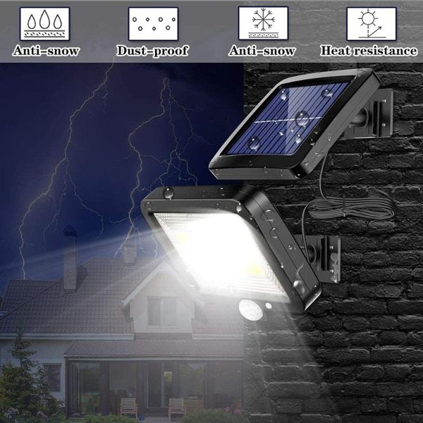 Lampade da parete per esterni LED luce solare sensore di movimento PIR impermeabile 3 modalità Pathway Yard illuminazione di sicurezza per la decorazione