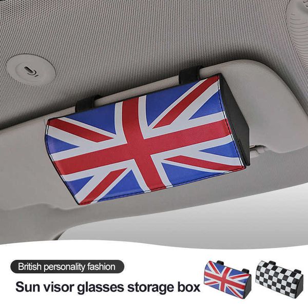 Casos de óculos de sol Bolsa de arroz Bandeira Universal Car Opyeglass Holder Sun Visor Storage Clipe para BMW Mini Cooper F56 S One Acessórios Carros de Sun Solthers J230328