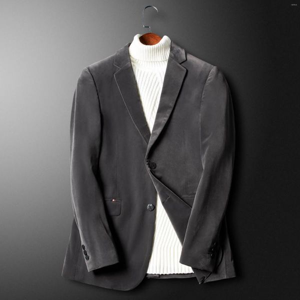 Ternos masculinos de veludo de veludo masculino masculino Blazer preto 2023 Jaqueta de outono Vintage Cotton Casual Casual Business Men Jackets X4