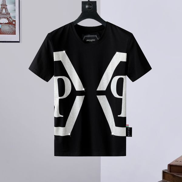 Designer de camisetas masculinas Pleinxplein Design masculino Slim Fit PP T-shirt Summer Rhinestone Round Neck Plein Skulls Streetwear Black M-XXXL 782 Color