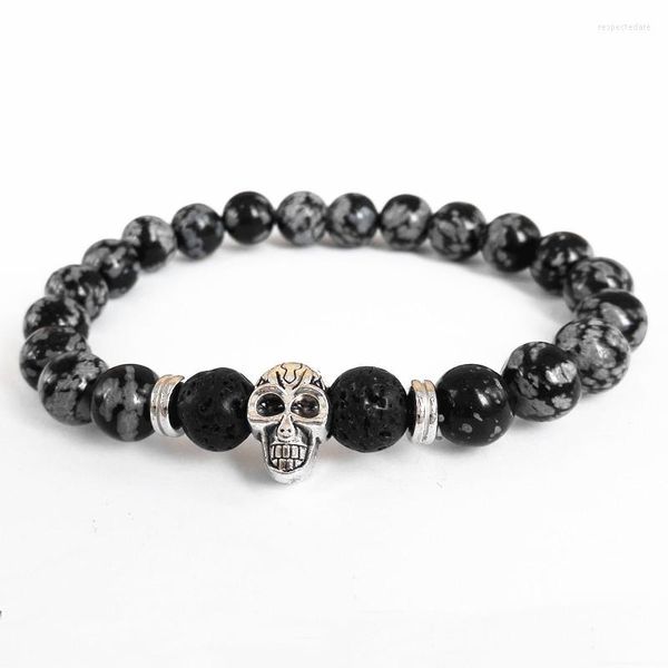 Strand 2023 Jóias Snowflake Obsidian Antique Skull Bracelet Yoga Products para presente de homens e mulheres