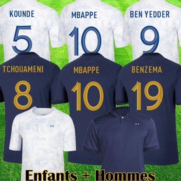 2022 BENZEMA MBAPPE футбольные майки French GRIEZMANN BEN YEDDER UMTITI KANTE POGBA VARANE GIROUD PAVARO Maillot de foot equipe Мужская женская футбольная рубашка детский комплект