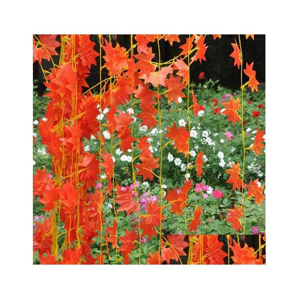 Fiori decorativi Ghirlande Davanzale Foglie autunnali Ghirlanda Foglia d'acero Vite Fogliame finto Decorazione 2. 1Ft Giardino domestico Nuovi arrivi Dhfh6