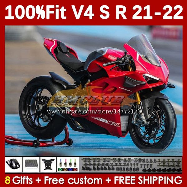 Ducati Street Fighter Panigale V4S V4R V 4 V4 S R 2018-2022 Vücut 167No.44 V-4S V-4R V4-S4-R 22 2021 2022 Enjeksiyon Kalıplı Kırmızı Çerçeve Blk