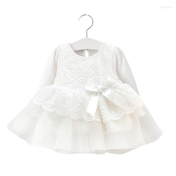 Mädchenkleider GROSSER ANGEBOT Herbst Baby Baumwolle Spitze Tutu formelles Kleid WEISS Prinzessin Rode Ballkleid mit langen Ärmeln Kleidung 6M 9M AUSVERKAUF