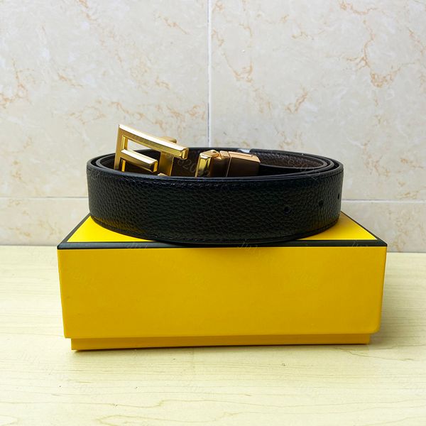 Ремень Belt111 gner для мужчин и женщин, ремни F с пряжками, золотые модные классические большие гладкие пряжки, черный ремешок из натуральной кожи 3,8 см