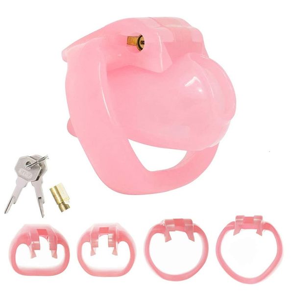 Anelli in resina rosa HT V4 Dispositivo di castità maschile con 4 anelli per pene Gabbia per cazzi in plastica Bondage per pene Cintura di castità fetish Giocattolo sessuale per uomini 230327