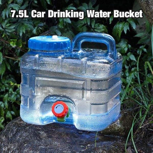 Outdoor-Taschen 7,5 l Wasserfass Eimer Tragbarer Picknick-Tankbehälter Aucet Camping Große Kapazität Wasserkocher für