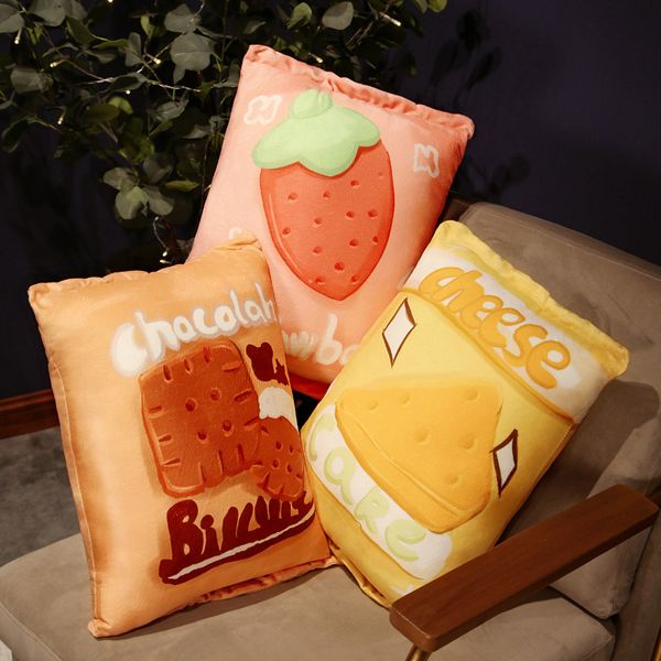 Plush Pudding Pillow Cute Food Snack Doll Fruit Strawberry Cheese Coffee Biscuits Nap Pillow Home Decoration Kids Toys Gift