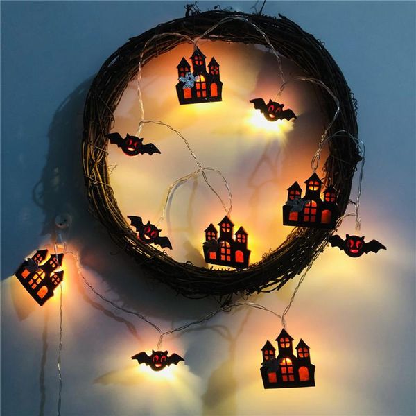 Strings Halloween Bat Ghost Castle String Lights Decorazioni per la camera da letto per bambini Decorazione per feste di carnevale NightLightLED LEDLED LED