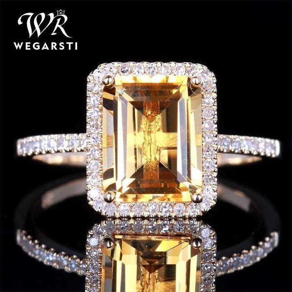Commercio all'ingrosso premium di gioielli dell'anello di fidanzamento delle donne naturali dell'anello d'argento del giallo limone Z0327