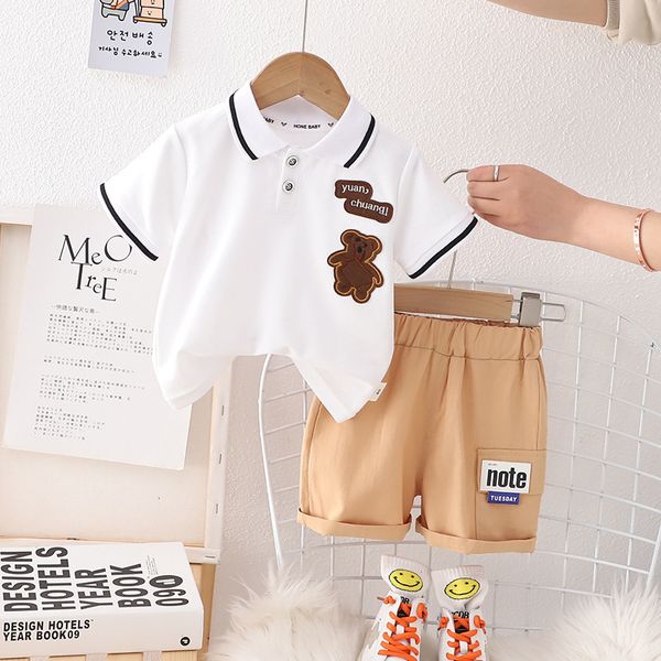 Erkek Bebek Giysileri Yaz Rahat Bebek Kıyafeti Kısa Kollu Takım Elbise Moda Karikatür Çocuklar Moda Çocuk Giyim Seti 0-5Y