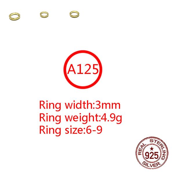 A125 S925 Sterling Silver Ring personalizado moda moda punk estilo hip hop ouro banhado cruzamento casal casal letra jóias amante presente
