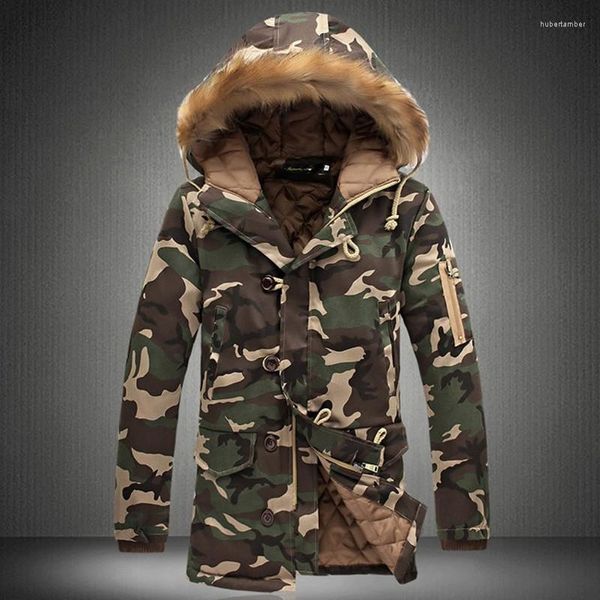 Jaqueta de inverno masculino Men 2023 Exército Camuflagem casual grossa parka sobretudo moda parkas machado m-4xl