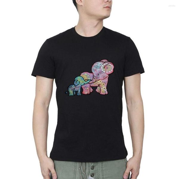 Camisetas masculinas Elefantes Mãe e Crescente Design Stars Stripes Men Camisa T-shirts camisetas masculinas