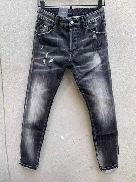 Мужские джинсы 2023 Мужская черная простота царапин