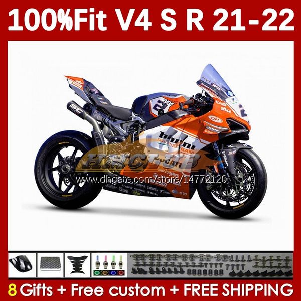 Motorradkarosserie für DUCATI Street Fighter Panigale V4S V4R V 4 V4 S R 21 22 2021 2022 Karosserie 167No.102 V-4S V4-R V-4R V4-S 2018-2022 Spritzgussverkleidungen orange weiß