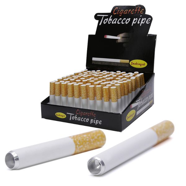 Tubi per fumatori di erbe per tabacco in metallo One Hitter Pocket Pipa portatile in acciaio per tubi per sigarette con soffio di fumo Lega di alluminio
