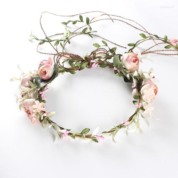 Copricapo Fiore Tiara Ragazza Corona Fascia Rosa Blu Testa Spiaggia Pettine per capelli Matrimonio Floreale Sposa Ghirlanda Ghirlande da donna