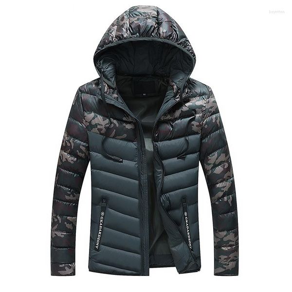 Giacca invernale da uomo in piumino da uomo con cappuccio, giacche e cappotti imbottiti in cotone caldo mimetico Parka militare Outwear NXP32