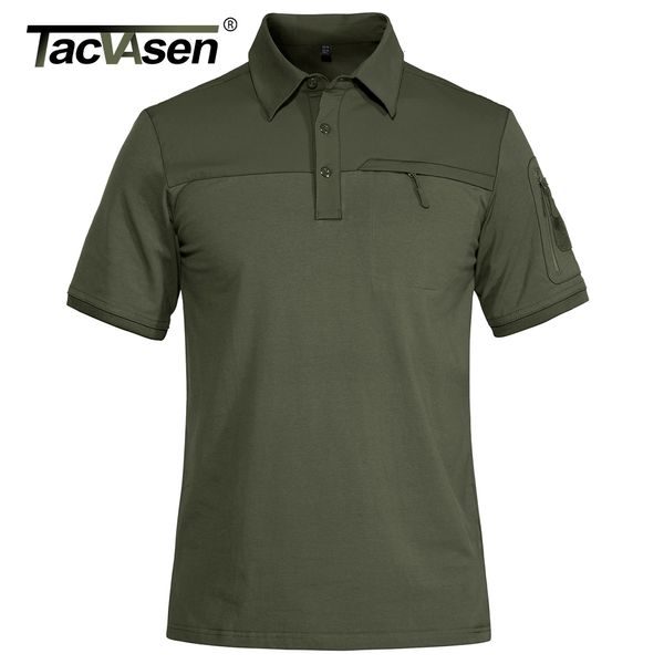 Herren-Poloshirts TACVASEN mit 2 Reißverschlusstaschen-T-Shirt, taktisches Militär-Kurzarm-Polohemd, lässige Teamarbeit, Golf-Tops, Herrenbekleidung 230328