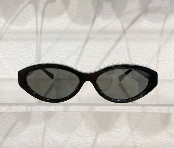 Siyah Kedi Gözü İnciler Kadınlar için Güneş Gözlüğü Parlak Siyah Gri Gözlük Sunnies Tasarımcılar Güneş Gözlüğü Sonnenbrille Güneş Shades UV400 Gözlük wth Kutusu