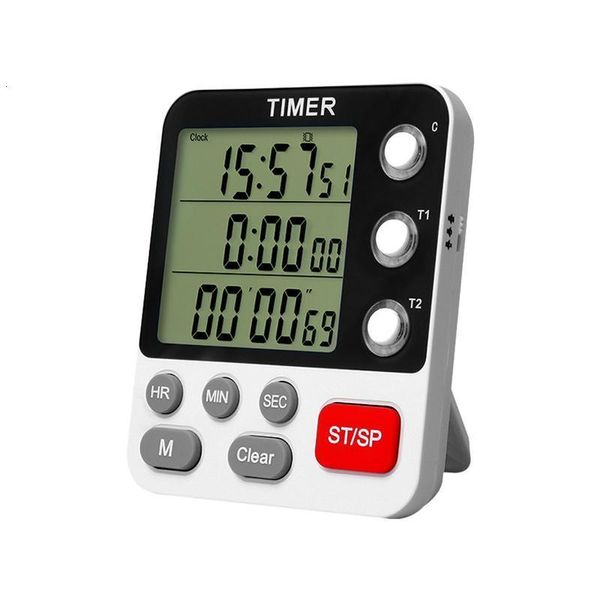 Küchentimer, Küchentimer, digitale Timer, 3 Kanäle, magnetische Count-Up-Countdown-Timer-Uhr mit großem LCD-Display und einstellbarer Lautstärke, 230328