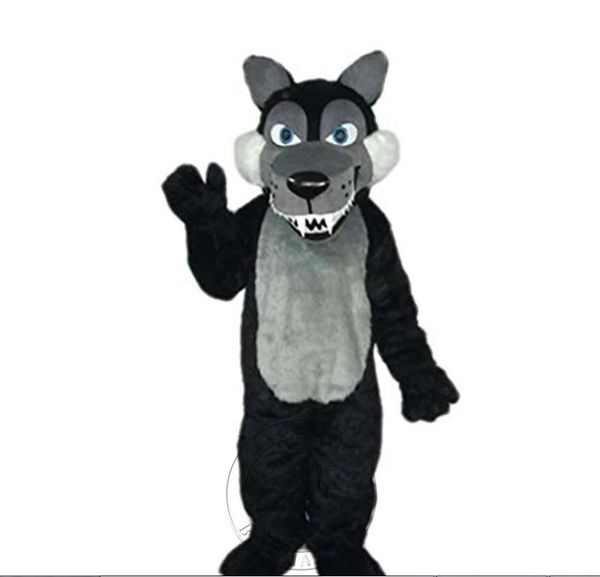 Taglia adulto Costume della mascotte del lupo nero Costume a tema cartone animato Costume di fantasia personalizzato Carnevale di Halloween