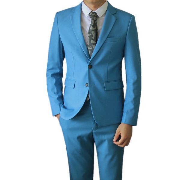 Erkek Suit Blazers Erkekler Butik İş Düz Renk Düğün Hostes Takım Pantolon / Erkek Gece Elbise Blazers Ceket Pantolon 2 PCS Set 230328