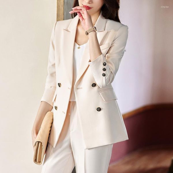 Calças de duas peças femininas femininas profissionais formais femininas e jaquetas casaco 2023 Spring OL Styles Office Work Wear Blazers