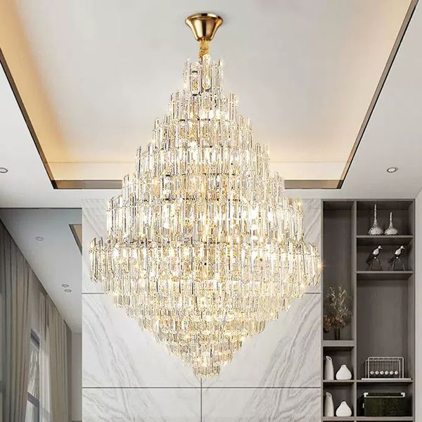 Lustres de cristal modernos lustres lustres de luxo grande americano para casas luminárias brilhantes europeias lobby lobby escadas de escada de escada