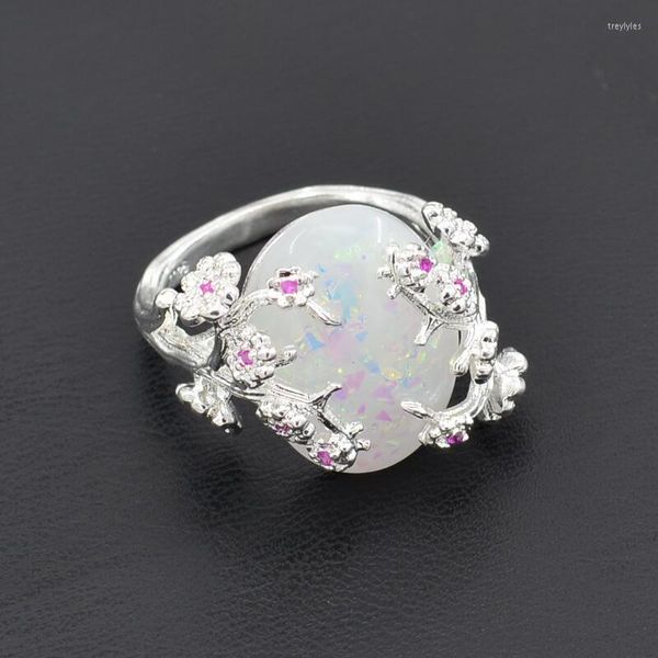 Кластерные кольца модное опаловое кольцо для женщин личность винтажный китайский стиль сливы цветет мелкие украшения