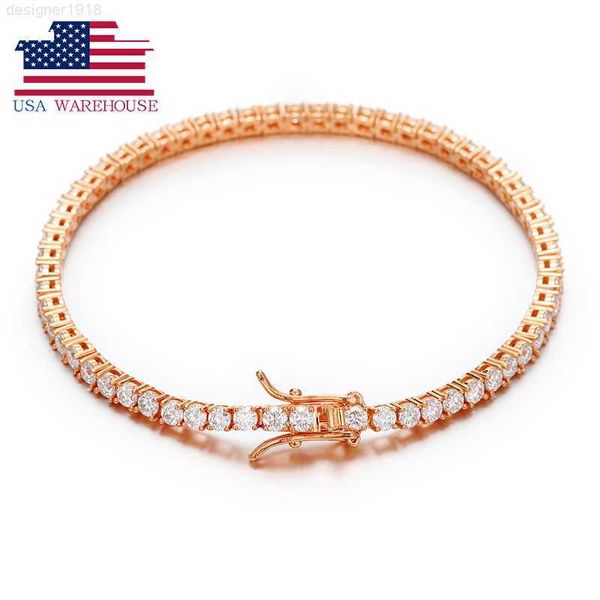 Usa Stock Donna Gioielli Bracciale Tennis in Argento Sterling 925 Placcato Oro 18k Vvs Moissanite Diamond