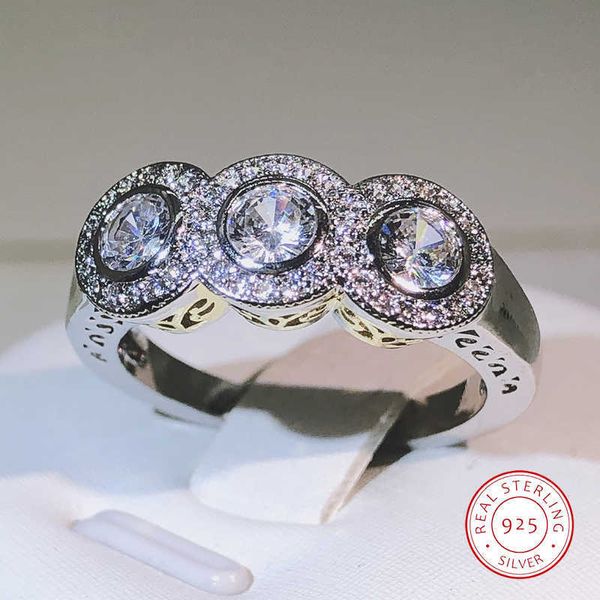 Runder Verlobungsring mit Ring AAAA-Zirkonia für Damen und Steindesign, weißer Zirkonia, luxuriöser Modeschmuck Z0327