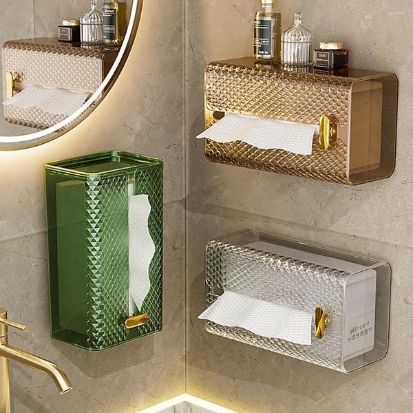 Set di accessori per il bagno Scatola per fazzoletti trasparenti di lusso leggera Scatola per tovaglioli a parete per il soggiorno della camera da letto di casa