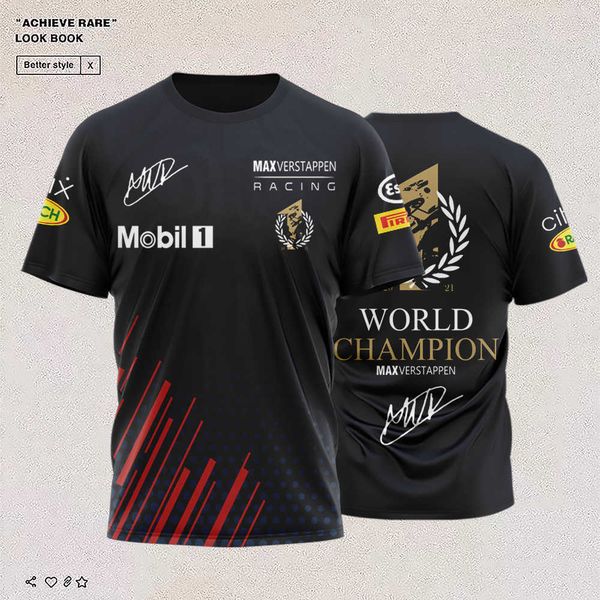 Camisetas masculinas F1 2022 Campeão de pilotos World Tshirt Max Breaable Car Fan Summer New Forla One Polar Red Color Bull Racing Team S Z0328