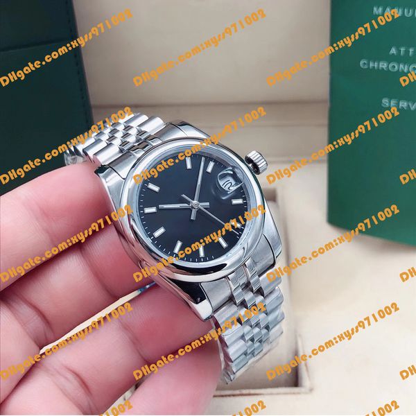 Relógio feminino de alta qualidade 31mm Black Dial 178240 278240 Sapphire Glass Asia 2813 Automático Mechanical Women's Watch Silver Aço inoxidável Strap presente de Natal