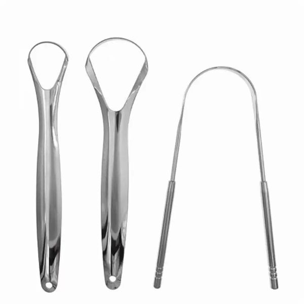 3 in 1 metallo 304 acciaio inossidabile kit raschietto lingua igiene orale alito fresco strumento per la cura dei denti