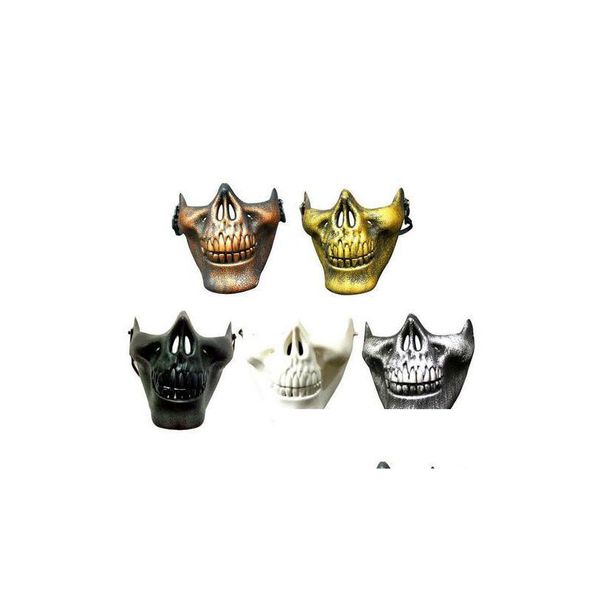 Máscaras de festa cs máscara carnaval presente assustador skl squeleleton pintball inferior meia face facemask guerreiros protetores para o halloween parte dh2bx