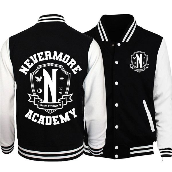 Giacche da uomo Serie TV Wednesday Addams Nevermore Academy Uniforme da baseball Giacche Uomo Donna Harajuku Cappotti casual Capispalla oversize 230328